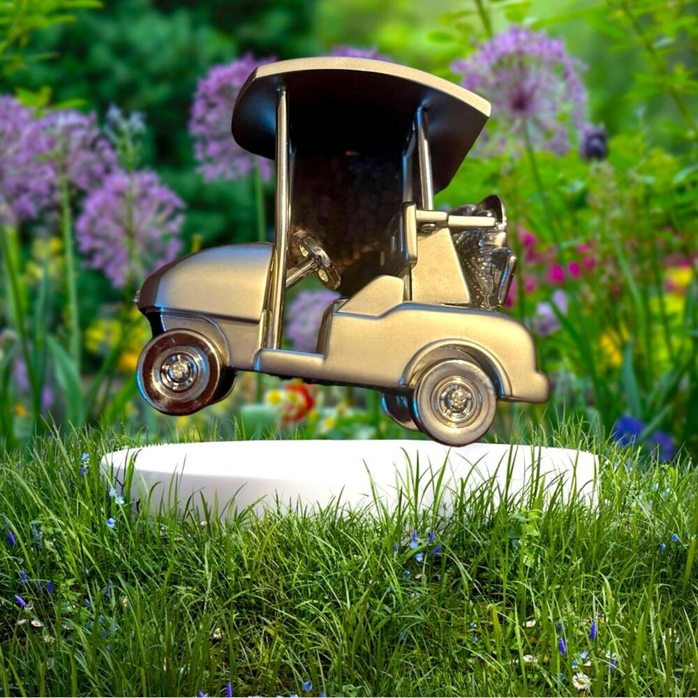 Golf Cart Desk Clock-Platinum Brand Clock-in Pewter